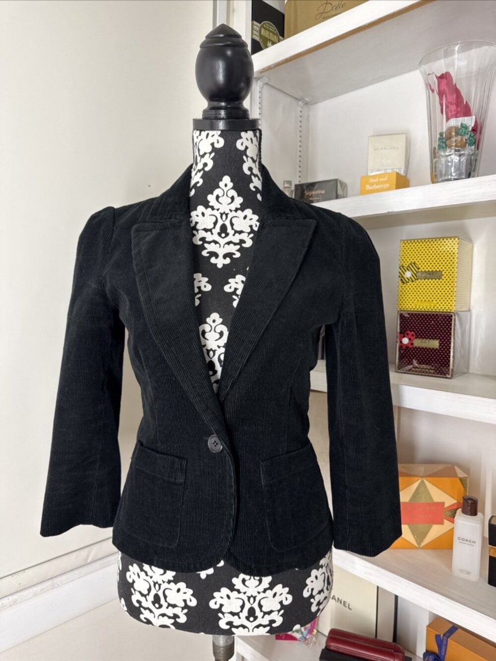 JUICY COUTURE  Y2K Vintage CORDUROY Black Jacket/ BLAZER Sz. S Made In USA
